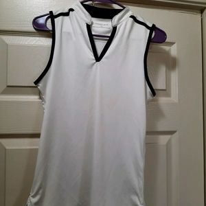 Maggie Lane white v neck performance top